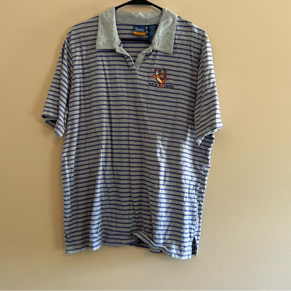 Vintage Winnie the Pooh Tigger Striped Polo Shirt